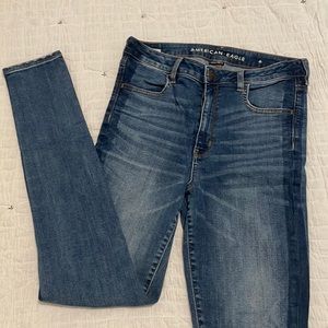 American Eagle Super Hi-Rise Jeggings medium wash size 12 x-long inseam like-new